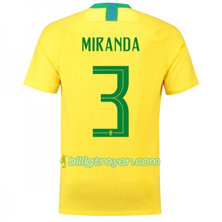 Billige Fotballdrakter Brasil Miranda 3 VM 2018 Hjemmedraktsett